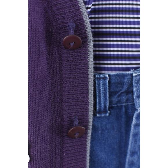 Vintage Purple Knit Cardigan with Pockets Men's Small - Picture 4 of 10
